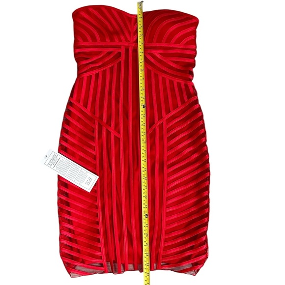 NWT Cache Vibrant Red Sexy Strapless Piped Seaming Dress Sz 4 - Picture 7 of 9